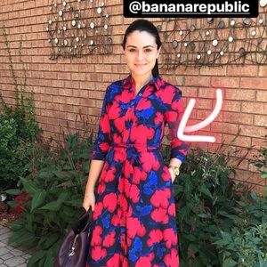 Banana republic blue and red floral dress